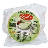 Linda - Anari Cheese - 200g features a label with nutritional info and a cheese-and-tomato logo, made in Cyprus.